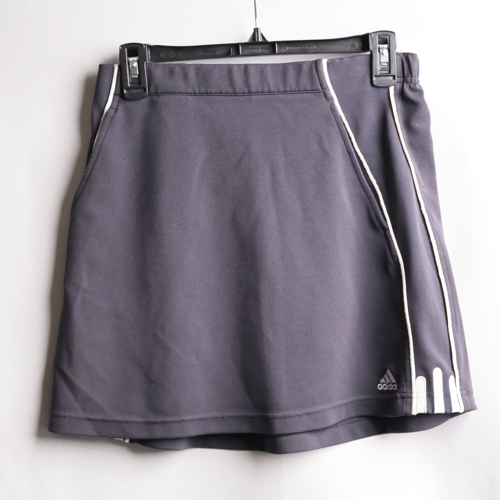 Adidas Vintage 2003 Gray 3 Stripe Activewear Skort M Y2K Sporty Tennis Prep VTG
